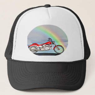 Motorrad und Regenbogen Truckerkappe