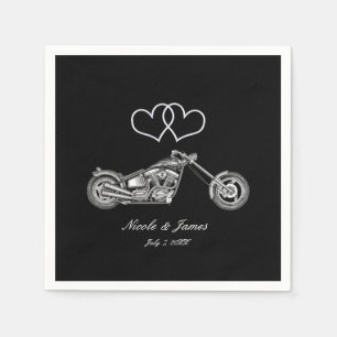 Motorrad- und Silberherz-Hochzeit Serviette