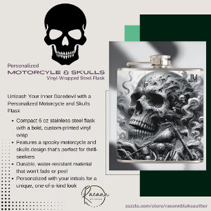 Motorrad und Skulls Vinyl Wrapped Flask Flachmann