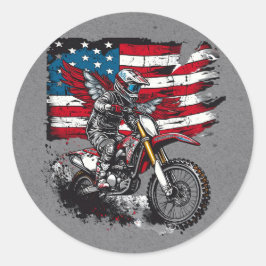 Motorrad United Staaten Flag 00. Geburtstagsparty Runder Aufkleber