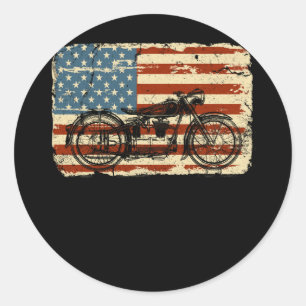 Motorrad USA Flag patriotisch Vintag 4. Juli Runder Aufkleber