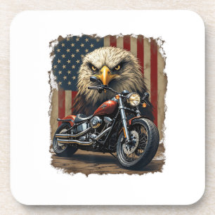 Motorrad USA Flag Retro Biker Chopper Getränkeuntersetzer