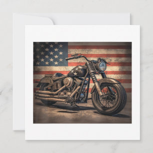 Motorrad USA Flag Retro Biker Einladung