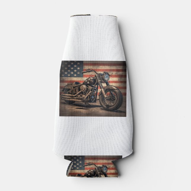 Motorrad USA Flag Retro Biker Flaschenkühler (Vorderseite)