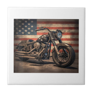 Motorrad USA Flag Retro Biker Fliese