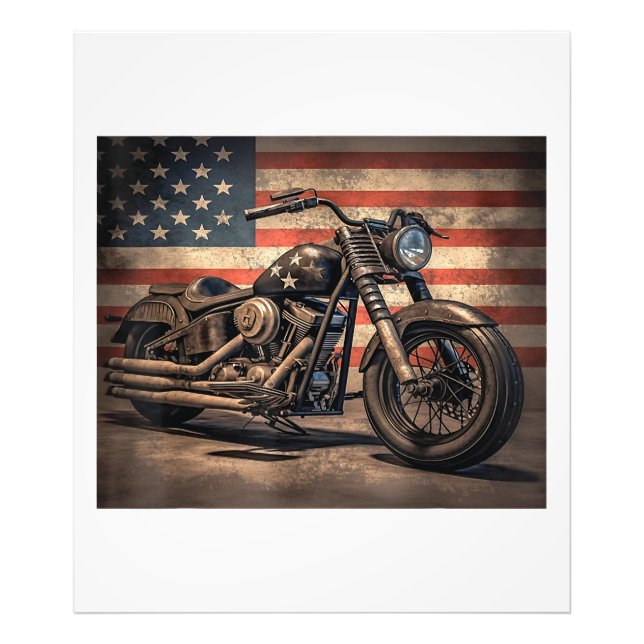 Motorrad USA Flag Retro Biker Fotodruck (Vorne)