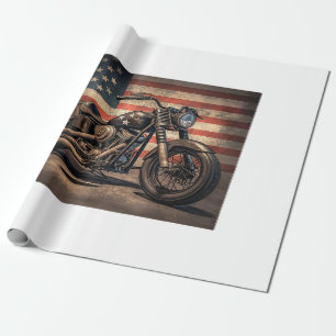 Motorrad USA Flag Retro Biker Geschenkpapier