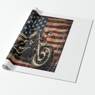 Motorrad USA Flag Retro Biker Geschenkpapier