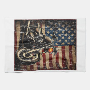 Motorrad USA Flag Retro Biker Geschirrtuch