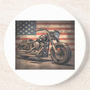 Motorrad USA Flag Retro Biker Getränkeuntersetzer