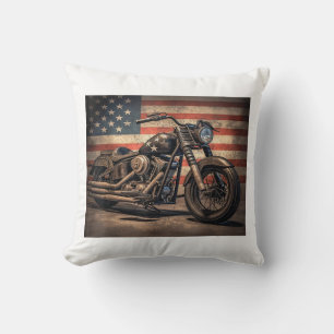 Motorrad USA Flag Retro Biker Kissen