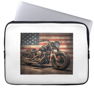 Motorrad USA Flag Retro Biker Laptopschutzhülle