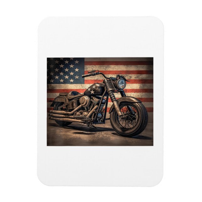 Motorrad USA Flag Retro Biker Magnet (Vertikal)