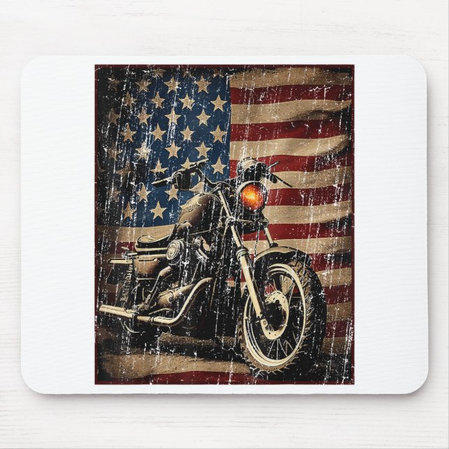 Motorrad USA Flag Retro Biker Mousepad (Vorne)