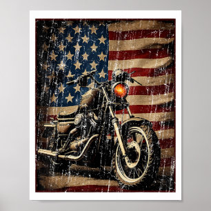 Motorrad USA Flag Retro Biker Poster
