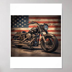 Motorrad USA Flag Retro Biker Poster