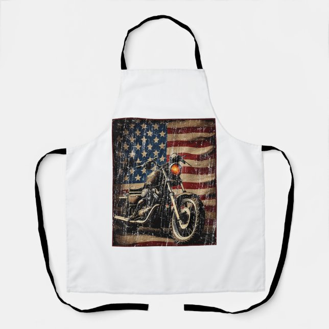 Motorrad USA Flag Retro Biker Schürze (Vorderseite)