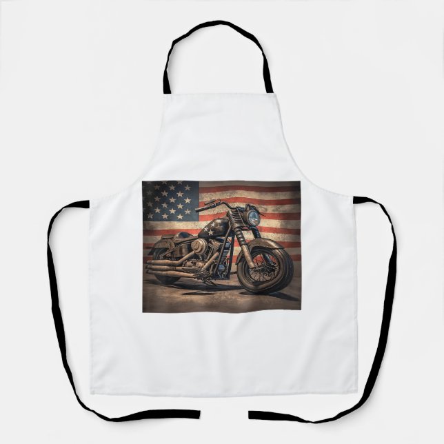 Motorrad USA Flag Retro Biker Schürze (Vorderseite)