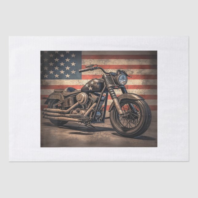 Motorrad USA Flag Retro Biker Seidenpapier (Vorderseite)