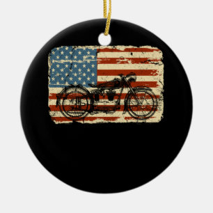 Motorrad USA-Flagge patriotisch vintage 4. Juli Keramik Ornament