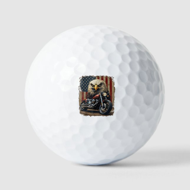 Motorrad USA-Flagge Retro-Biker-Chopper Golfball (Vorderseite)