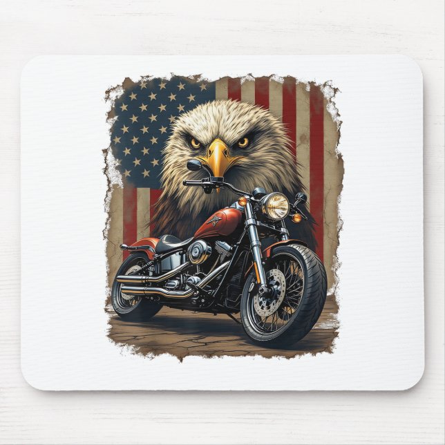 Motorrad USA Flagge Retro Biker Chopper Mousepad (Vorne)