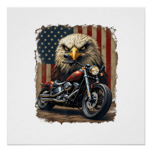 Motorrad USA Flagge Retro Biker Chopper Poster