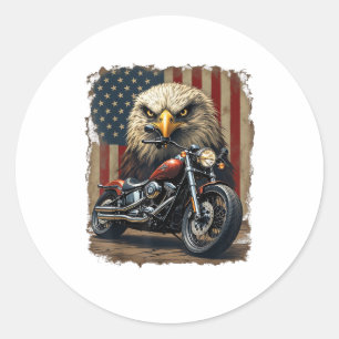 Motorrad USA-Flagge Retro-Biker Chopper Runder Aufkleber