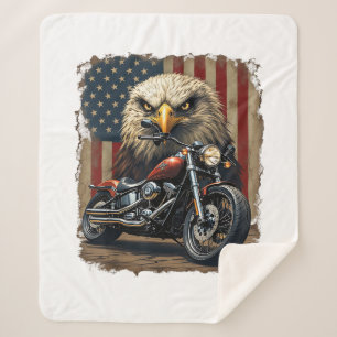 Motorrad USA Flagge Retro Biker Chopper Sherpadecke