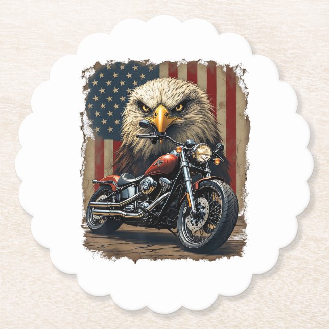 Motorrad USA-Flagge Retro-Biker-Chopper Untersetzer (Vorderseite)