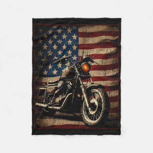 Motorrad USA-Flagge Retro-Biker Fleecedecke