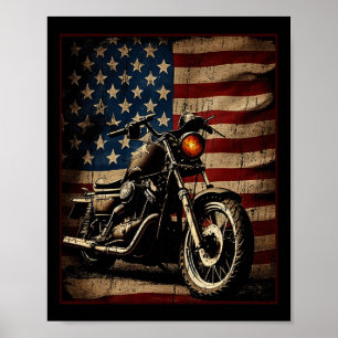 Motorrad USA-Flagge Retro-Biker Poster