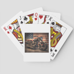 Motorrad USA-Flagge Retro-Biker Spielkarten