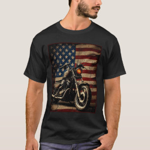 Motorrad USA-Flagge Retro-Biker T-Shirt
