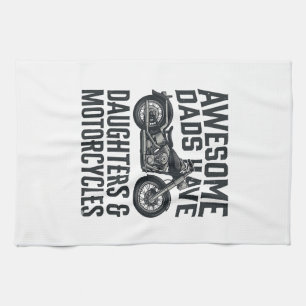 Motorrad-Vater-Töchter-Zitat Vintage-Vektor-Desi Geschirrtuch