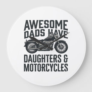 Motorrad-Vater-Töchter-Zitat Vintage-Vektor-Desi Große Wanduhr