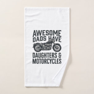 Motorrad-Vater-Töchter-Zitat Vintage-Vektor-Desi Handtuch