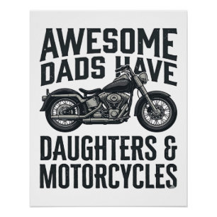 Motorrad-Vater-Töchter-Zitat Vintage-Vektor-Desi Poster