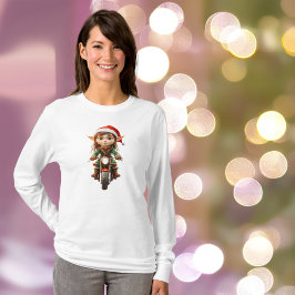 Motorrad Weihnachten Elf Frauen T-Shirt
