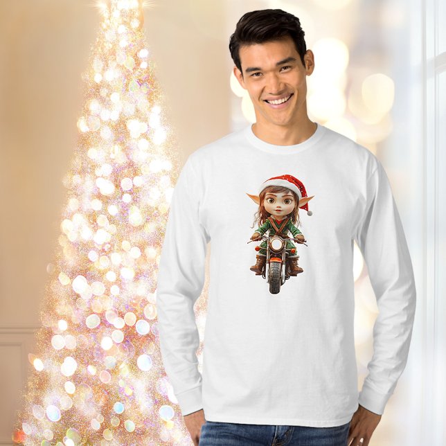 Motorrad Weihnachten Elf Männer T-Shirt (Von Creator hochgeladen)