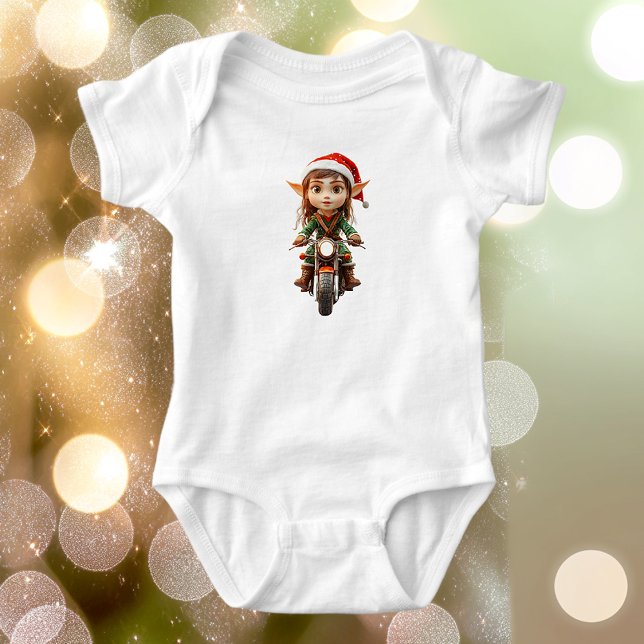 Motorrad Weihnachts Elf Baby Bodysuit Strampler (Von Creator hochgeladen)