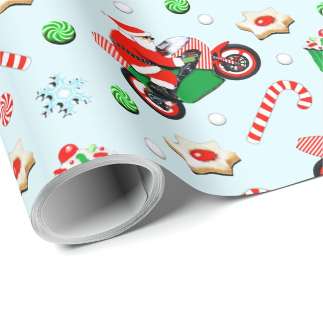 Motorrad Weihnachtsgeschenk Geschenkpapier (Rolleneckpunkt)