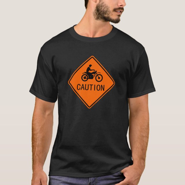 Motorrad-Zeichen - Vorsicht T-Shirt (Vorderseite)