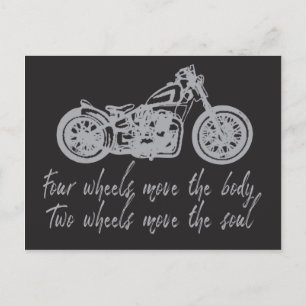 Motorrad-Zitat für Biker Vier Räder Postkarte