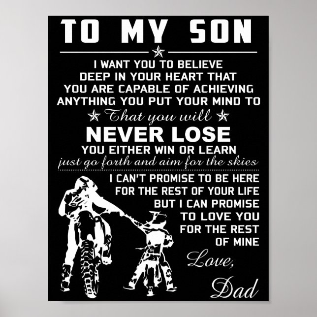 Motorrad zu meinem Sohn Liebe Vater Poster (Vorne)
