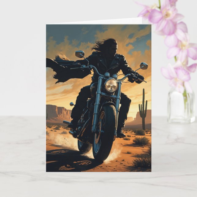 Motorradabenteuer bei Sonnenuntergang Karte (Orchidee)