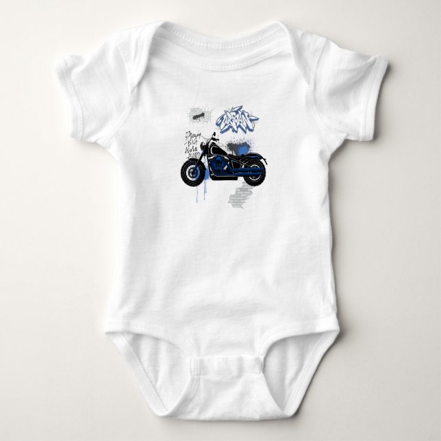Motorradblau und grau-graffiti-T - Shirt (Vorderseite)