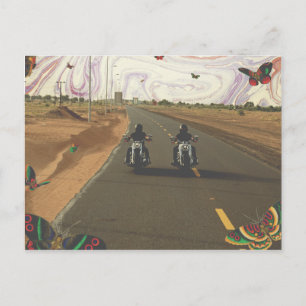 Motorräder auf der Straße Marmorfarbe Himmel Colla Postkarte