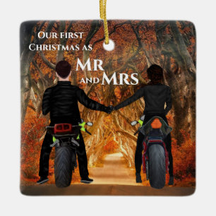 Motorräder Autumn Forest Coups Erste Weihnachten Keramikornament