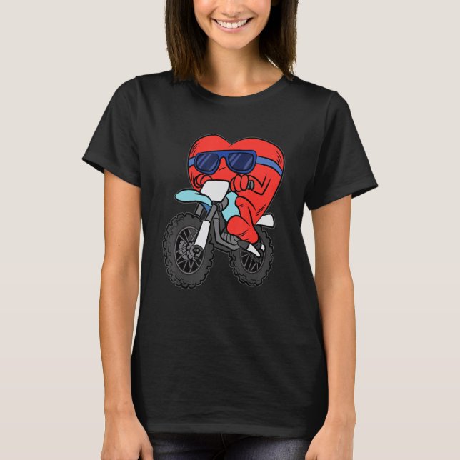 Motorradfahren Valentinstag Dirt Bike L T-Shirt (Vorderseite)